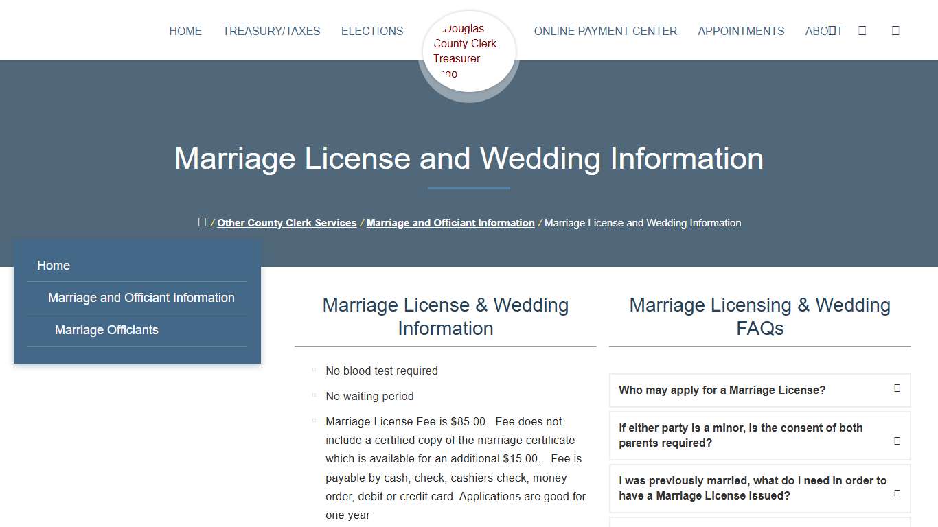 Marriage License and Wedding Information - Douglas County Clerk Treasurer